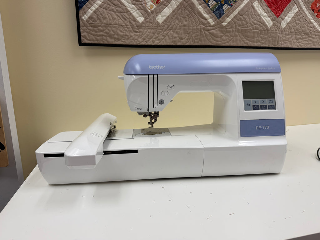 Brother PE770 embroidery machine with embroidery unit, front view